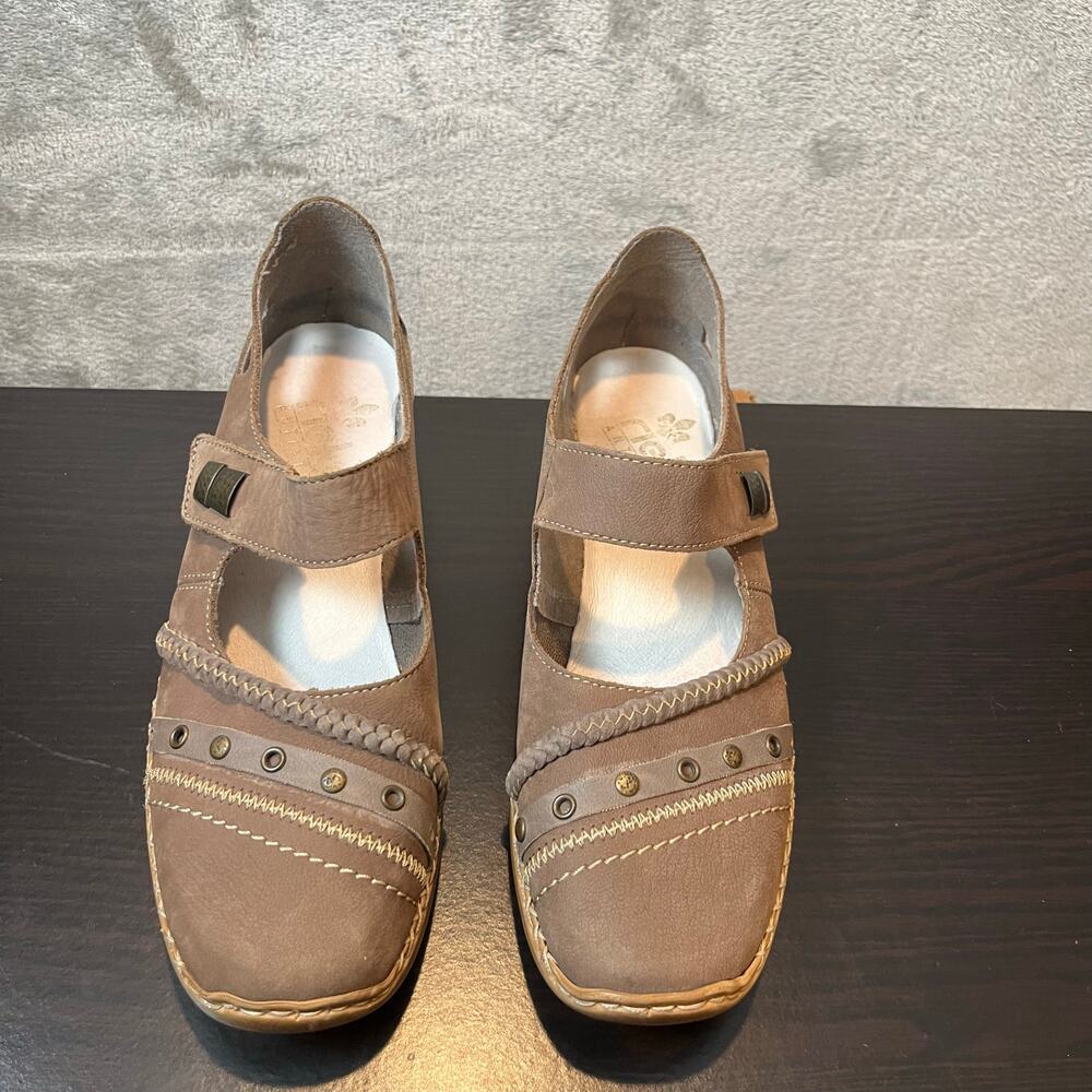 Rieker Comfort Mary Jane Style‎ Shoes Leather Pepper Brown Size 8